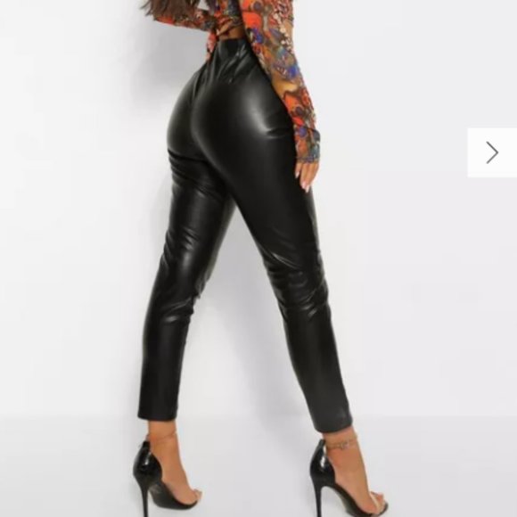 Leather Look Split Hem Super Skinny Trouser // Boohoo - Picture 2 of 7